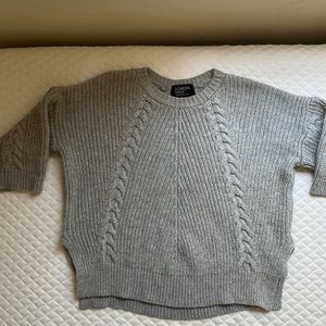 Oversize gray thick-knit sweater (S/M)
